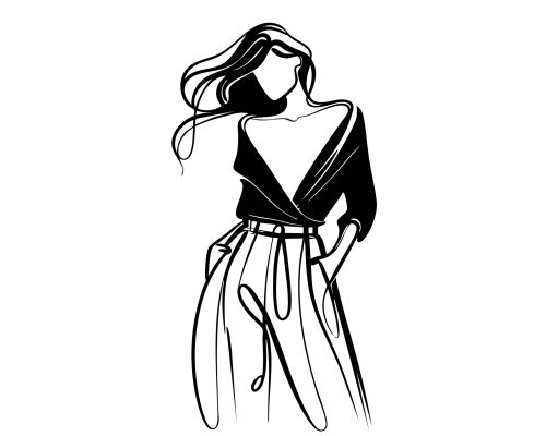 Set of fashion sketches set on white background. Ink sketches. Hand drawn sketches. Vector illustration